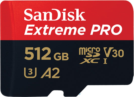 Tarjeta de Memoria microSDXC SanDisk Extreme Pro, 512Gb, Clase 10 / UHS-1 U3, Con Adaptador SDSQXCD-512G-GN6MA