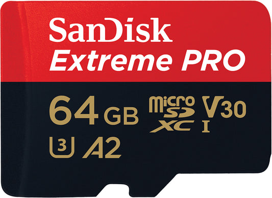 Tarjeta de memoria microSDXC SanDisk Extreme Pro, 64Gb, Clase 10 / UHS-1 U3, Con Adaptador SDSQXCU-064G-GN6MA