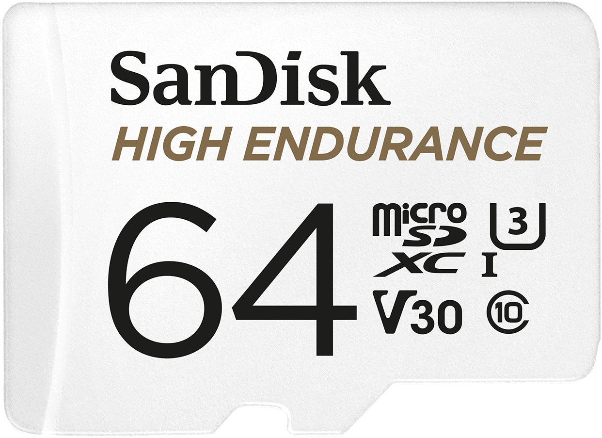 Tarjeta de Memoria microSDXC SanDisk High Endurance, 64Gb, Clase 10 / UHS-1 U3, Con Adaptador SDSQQNR-064G-GN6IA