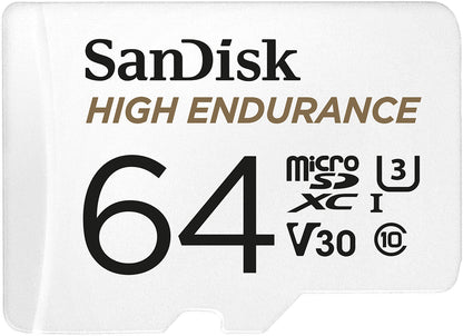 Tarjeta de Memoria microSDXC SanDisk High Endurance, 64Gb, Clase 10 / UHS-1 U3, Con Adaptador SDSQQNR-064G-GN6IA