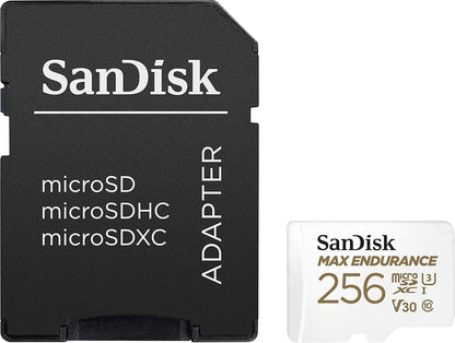 Tarjeta de Memoria microSDXC SanDisk MAX Endurance, 256Gb, Clase 10 / UHS-1 U3, Con Adaptador SDSQQVR-256G-GN6IA