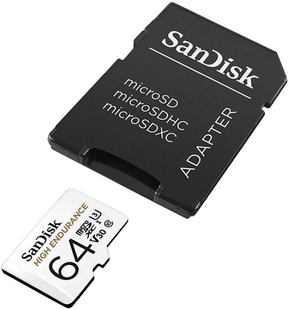 Tarjeta de Memoria microSDXC SanDisk High Endurance, 64Gb, Clase 10 / UHS-1 U3, Con Adaptador SDSQQNR-064G-GN6IA
