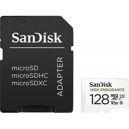 Tarjeta de Memoria microSDXC SanDisk High Endurance, 128Gb, Clase 10 / UHS-1 U3, Con Adaptador SDSQQNR-128G-GN6IA