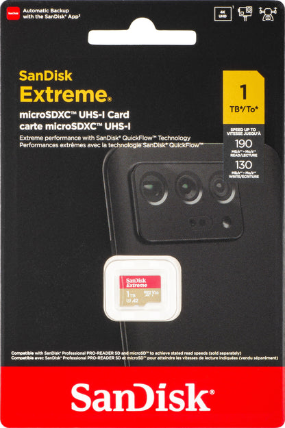 Tarjeta de Memoria microSDXC SanDisk Extreme, 1TB, Clase 10 / UHS-1 U3 SDSQXAV-1T00-GN6MN