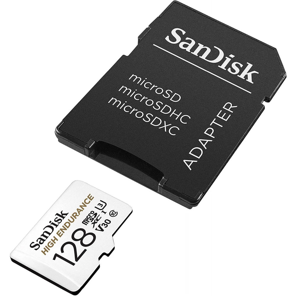 Tarjeta de Memoria microSDXC SanDisk High Endurance, 128Gb, Clase 10 / UHS-1 U3, Con Adaptador SDSQQNR-128G-GN6IA