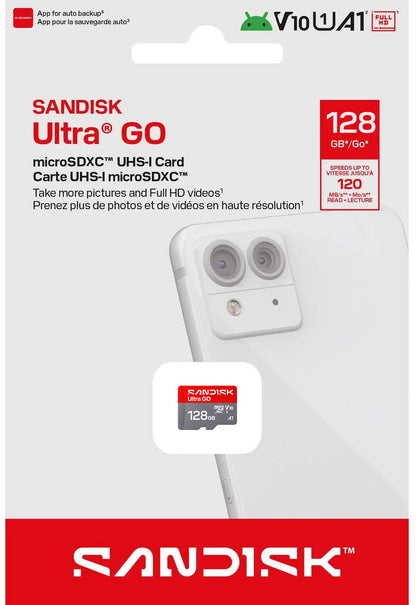 Tarjeta de Memoria microSDXC SanDisk Ultra GO Android A1, 128Gb, Clase 10 / UHS-1 U1 SDSQUGN-128G-GN6MN