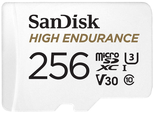 SanDisk High Endurance microSDXC Memory Card, 256Gb, Class 10 / UHS-1 U3, With Adapter SDSQQNR-256G-GN6IA