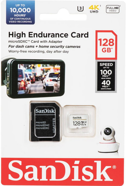 Tarjeta de Memoria microSDXC SanDisk High Endurance, 128Gb, Clase 10 / UHS-1 U3, Con Adaptador SDSQQNR-128G-GN6IA
