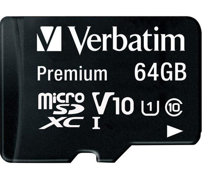Tarjeta de Memoria microSDXC Verbatim, 64Gb, Clase 10 / UHS-1 U1, Con Adaptador