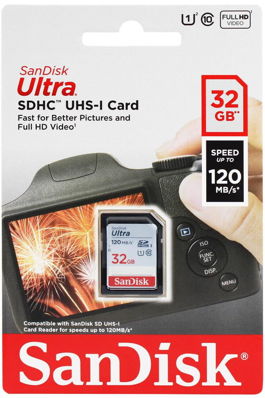 Tarjeta de Memoria SDHC SanDisk Ultra, 32Gb, Clase 10 / UHS-1 U1 SDSDUN4-032G-GN6IN