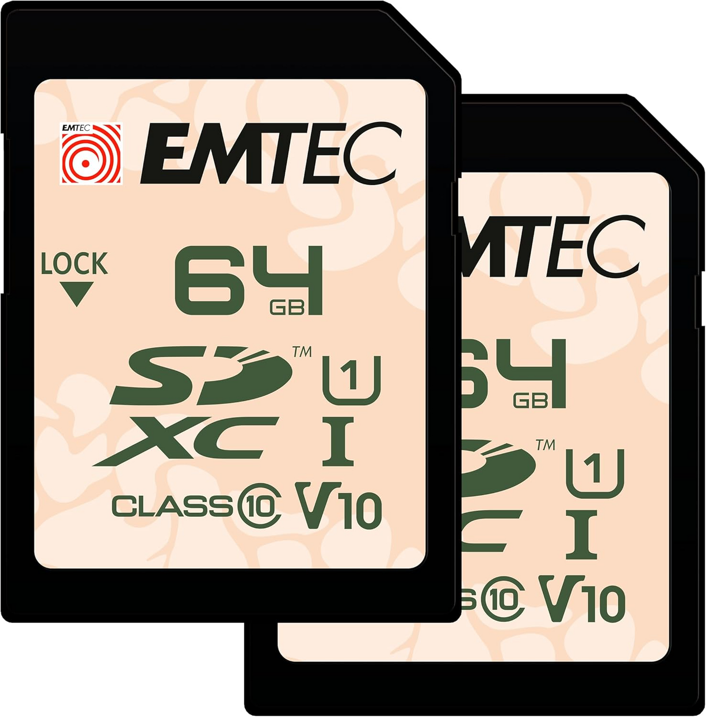 Tarjeta de Memoria SDXC Emtec Rugged Outdoor, 64Gb, Clase 10 / UHS-1 U1, Set de 2 piezas ECMSD64GXCU1ORP2