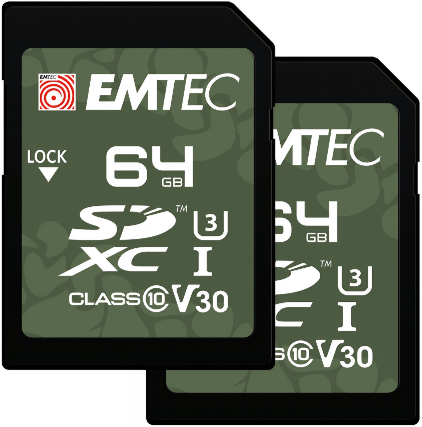 Tarjeta de Memoria SDXC Emtec Rugged Outdoor, 64Gb, Clase 10 / UHS-1 U3, Set de 2 piezas ECMSD64GXCU3ORP