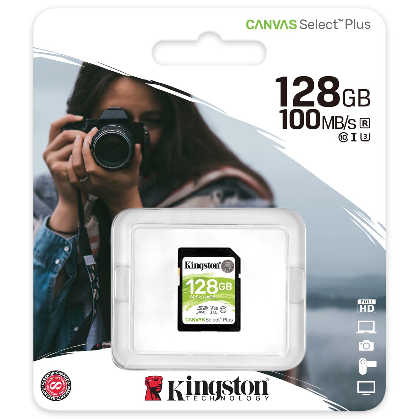 Tarjeta de memoria SDXC Kingston Canvas Select Plus, 128Gb, Clase 10 / UHS-1 U1 SDS2/128GB-SD 