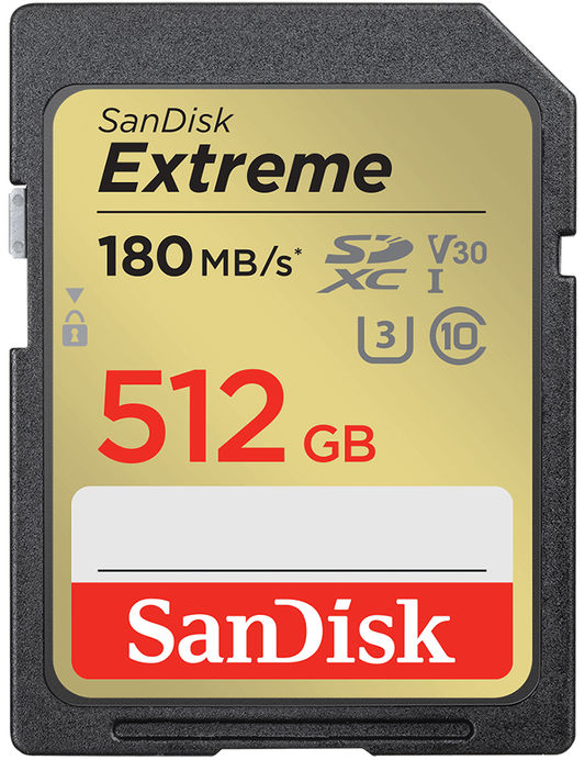 Tarjeta de Memoria SDXC SanDisk Extreme, 512Gb, Clase 10 / UHS-1 U3 SDSDXVV-512G-GNCIN
