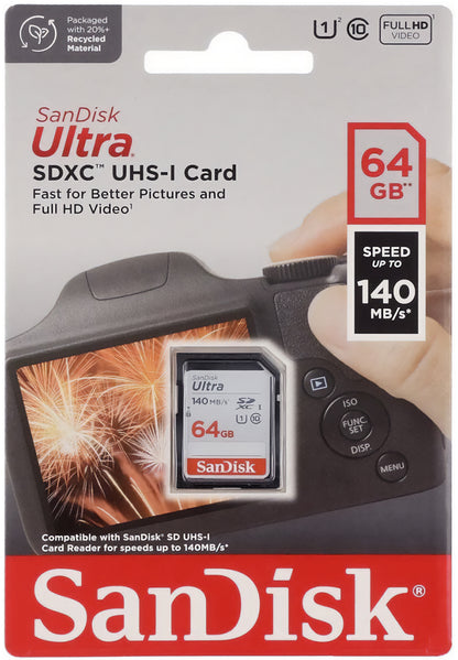 Tarjeta de Memoria SDXC SanDisk Ultra, 64Gb, Clase 10 / UHS-1 U1 SDSDUNB-064G-GN6IN