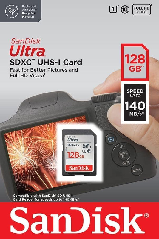 Tarjeta de Memoria SDXC SanDisk Ultra, 128Gb, Clase 10 / UHS-1 U1 SDSDUNB-128G-GN6IN