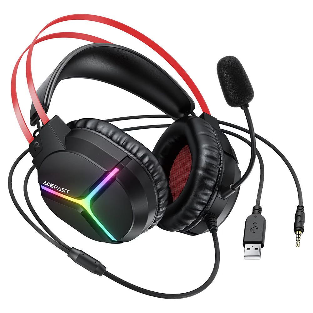 Auriculares Gaming 3.5mm Acefast H16, RGB, 2m, Negros