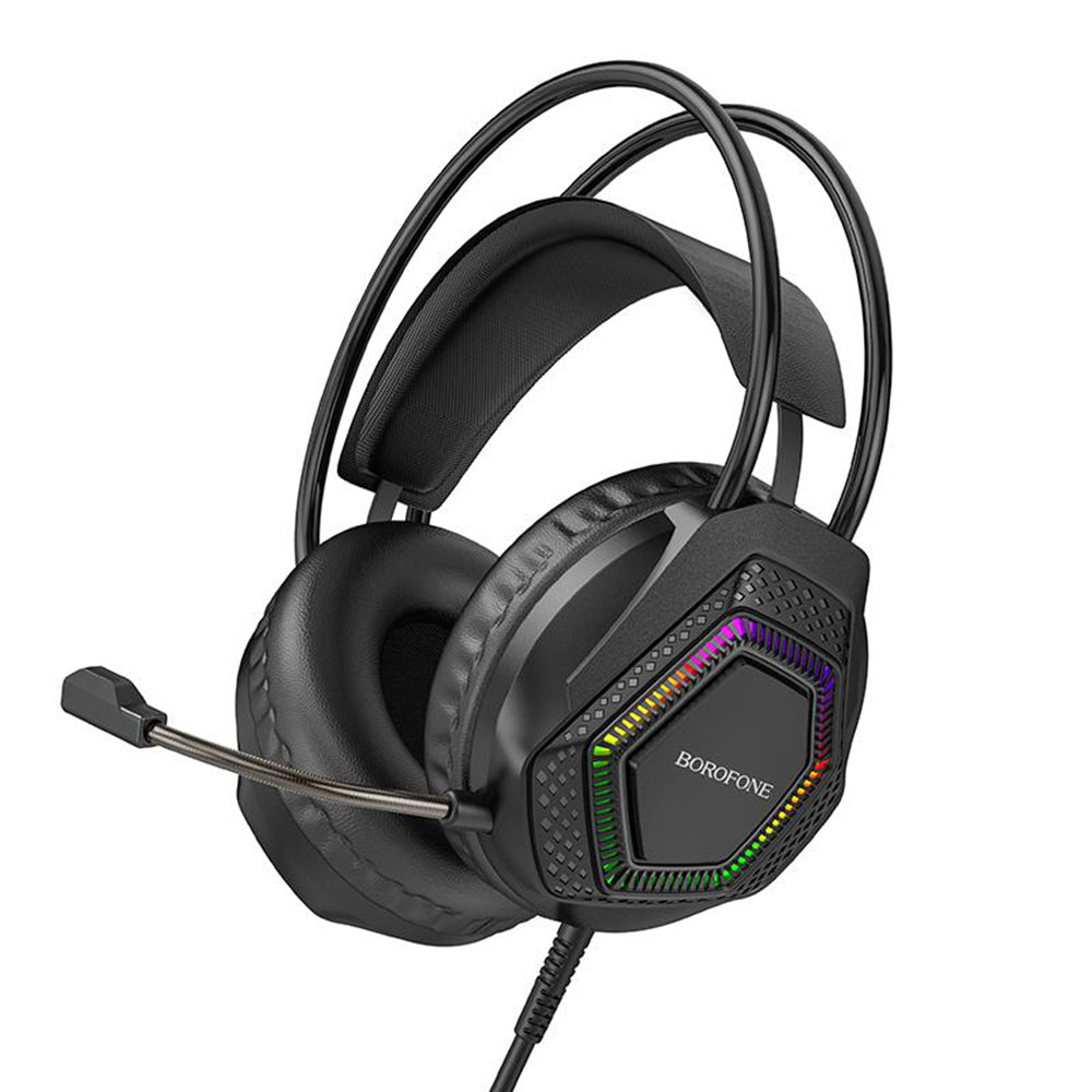 Auriculares Gaming 3.5mm Borofone BO105 Thunder, RGB, 2m, Negros
