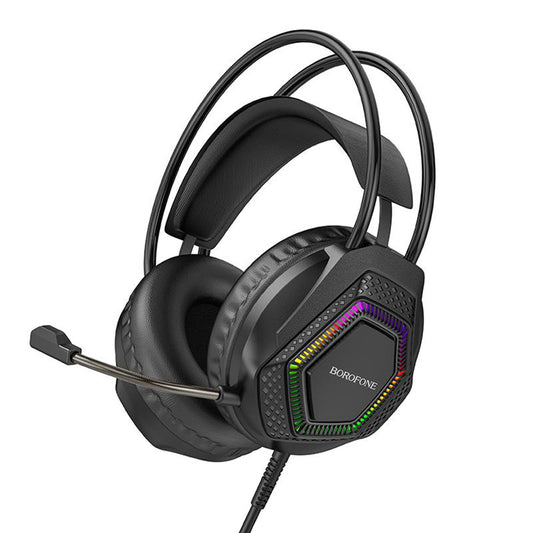 Auriculares Gaming 3.5mm Borofone BO105 Thunder, RGB, 2m, Negros
