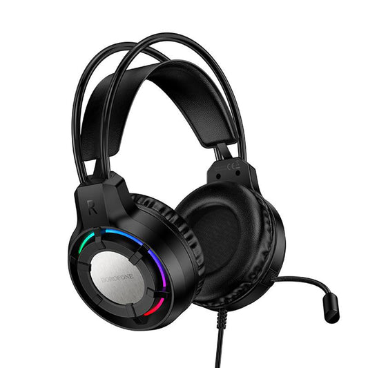 Auriculares Gaming 3.5mm Borofone BO112 Wave, RGB, 2m, Negros