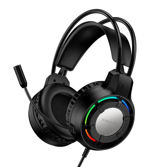 Auriculares Gaming 3.5mm Borofone BO112 Wave, RGB, 2m, Negros