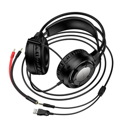 Borofone BO112 Wave 3.5mm Gaming Headphones, RGB, 2m, Black