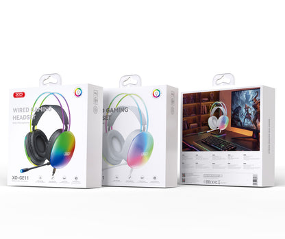 Auriculares Gaming 3.5mm XO Design GE11, RGB, Blancos