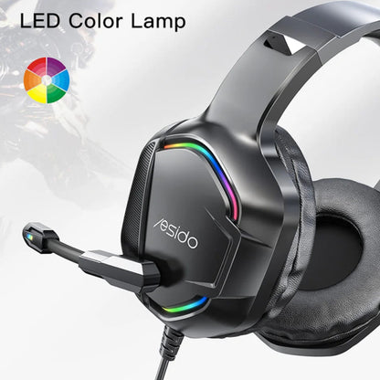 Auriculares Gaming 3.5mm Yesido EK01, RGB, 1.2m, Negros