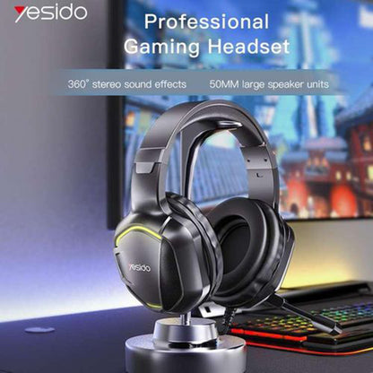 Auriculares Gaming 3.5mm Yesido EK01, RGB, 1.2m, Negros