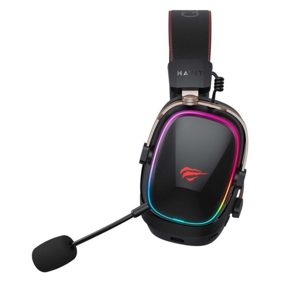 Auriculares Gaming Inalámbricos HAVIT H2039BG, RGB, BT / Wi-Fi / Cableado, Negro Ocre