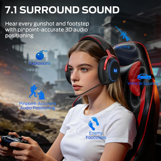 Auriculares Gaming Inalámbricos Monster Mission 350, BT / Wi-Fi / Con Cable, Negros