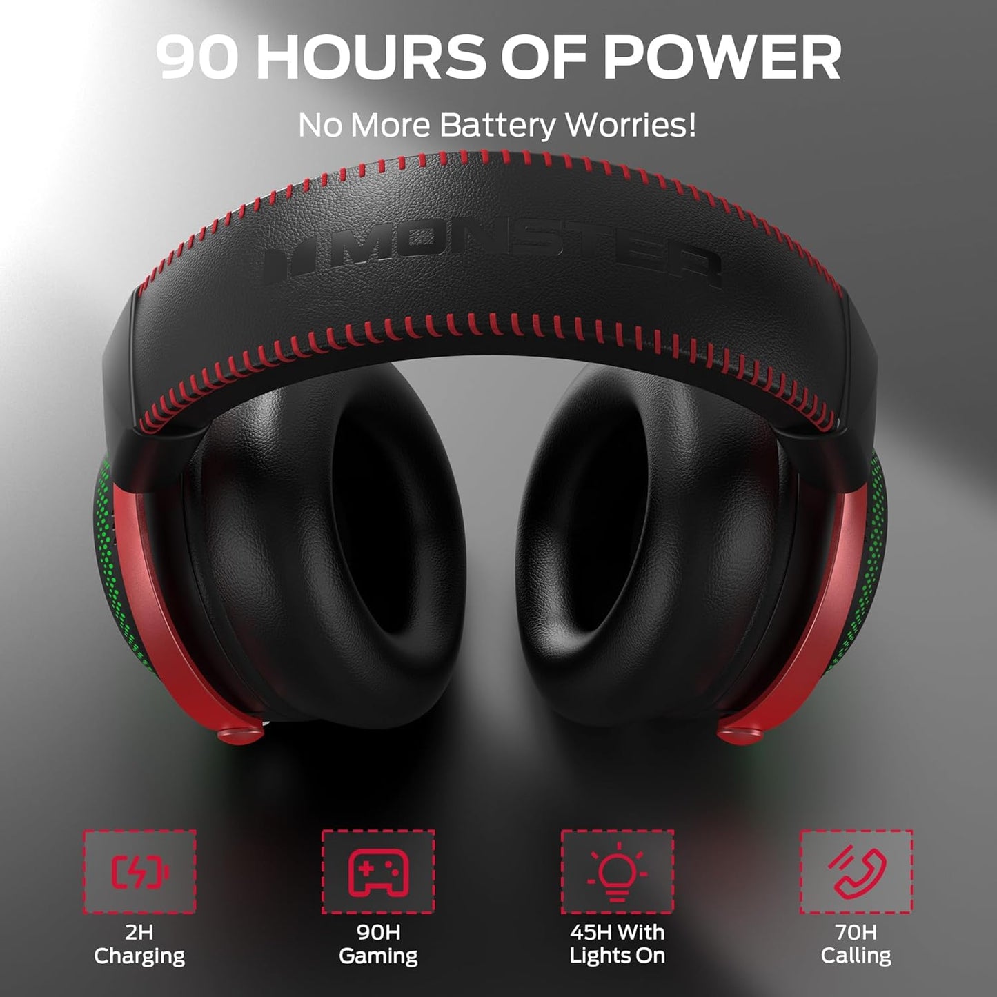 Auriculares Gaming Inalámbricos Monster Mission 350, BT / Wi-Fi / Con Cable, Negros