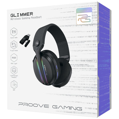 Auriculares Gaming Inalámbricos Proove Glimmer, RGB, BT / Wi-FI / Cableado, Negros WHGL00022001
