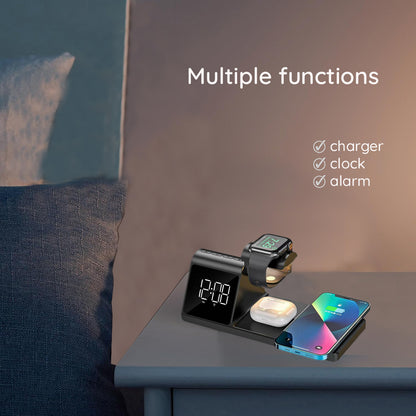 Reloj Digital HAVIT W3042 4en1 con Carga Inalámbrica QI, Negro