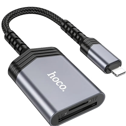 Lector de Tarjetas Lightning HOCO UA25, SD - microSD, Gris