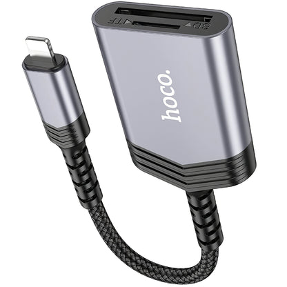 Lector de Tarjetas Lightning HOCO UA25, SD - microSD, Gris