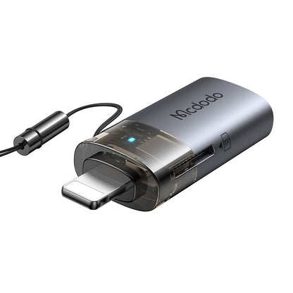 Lector de Tarjetas Lightning McDodo OT-7850, USB-A (OTG) - microSD, Negro