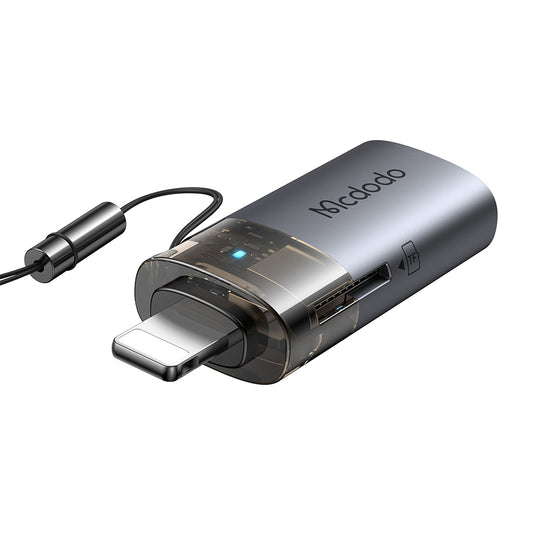 Lector de Tarjetas Lightning McDodo OT-7850, USB-A (OTG) - microSD, Negro