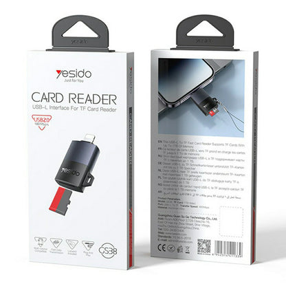 Lector de Tarjetas Lightning Yesido GS38, microSD, Gris, Reacondicionado