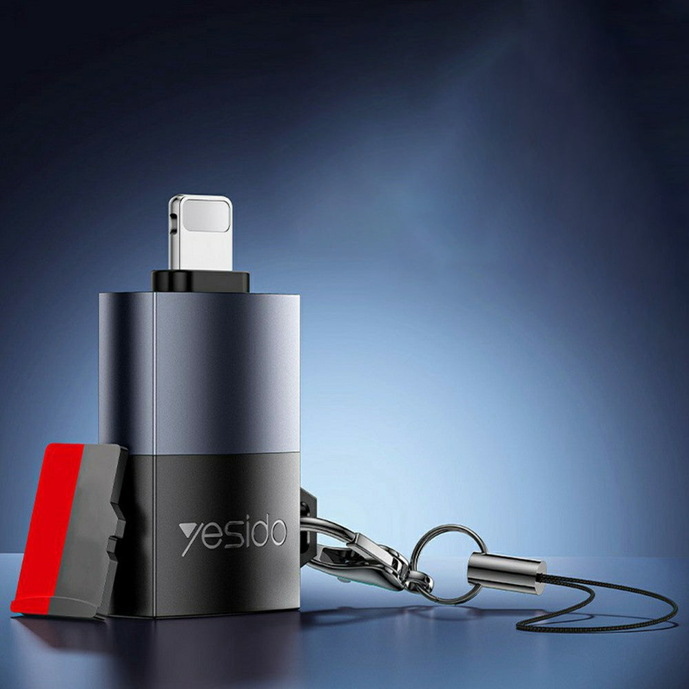 Lector de Tarjetas Lightning Yesido GS38, microSD, Gris, Reacondicionado