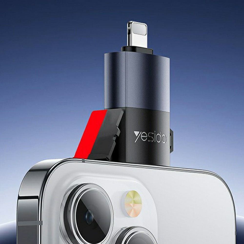 Lector de Tarjetas Lightning Yesido GS38, microSD, Gris