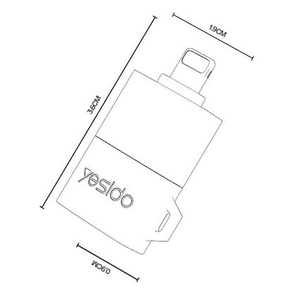 Lector de Tarjetas Lightning Yesido GS38, microSD, Gris