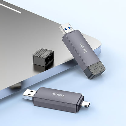 Lector de tarjetas USB / USB-C HOCO HB45, SD - microSD, USB 2.0, Gris 