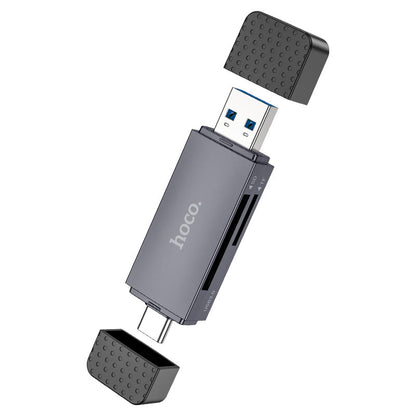 Lector de tarjetas USB 3.0 / USB-C HOCO HB45, SD - microSD, Gris