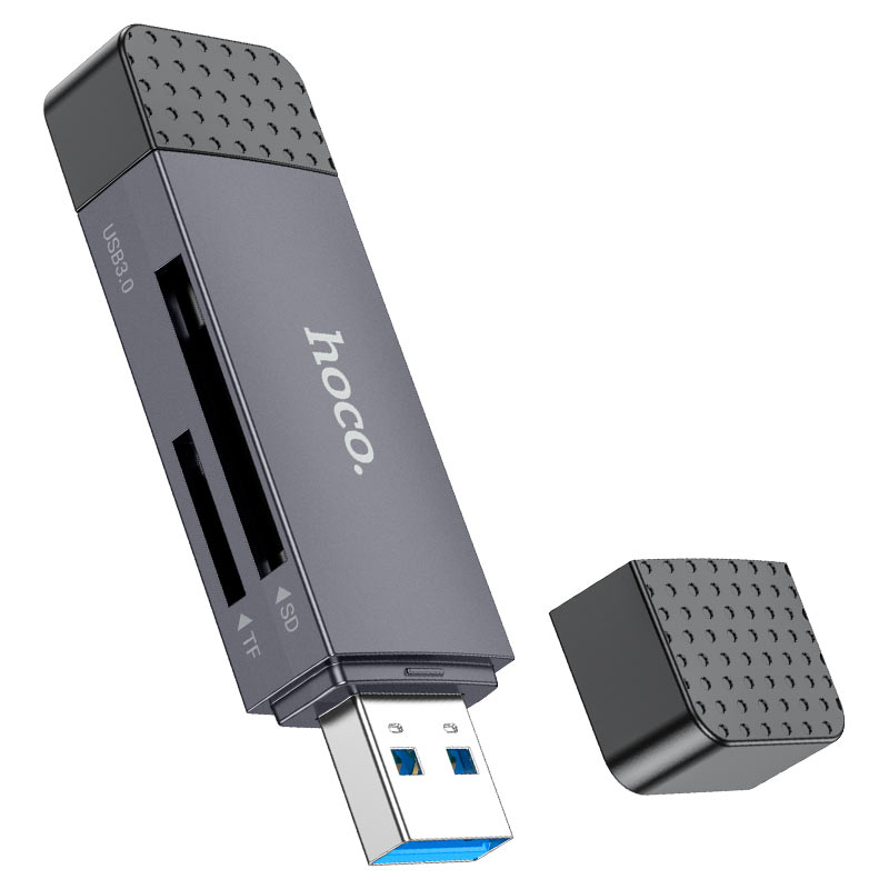 Lector de tarjetas USB 3.0 / USB-C HOCO HB45, SD - microSD, Gris