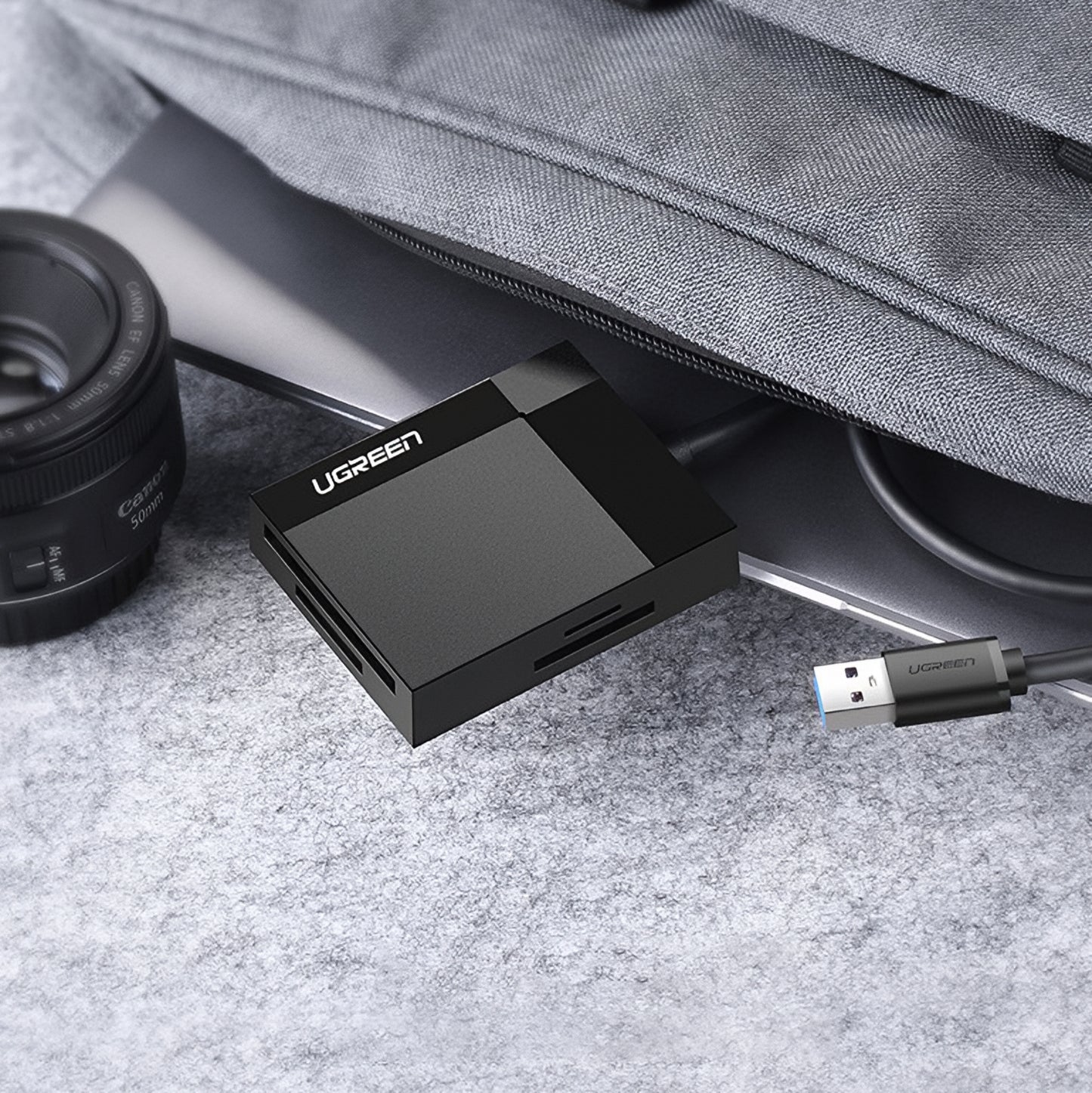 Lector de tarjetas USB 3.0 UGREEN CR125, SD - microSD - CF - MS, Negro