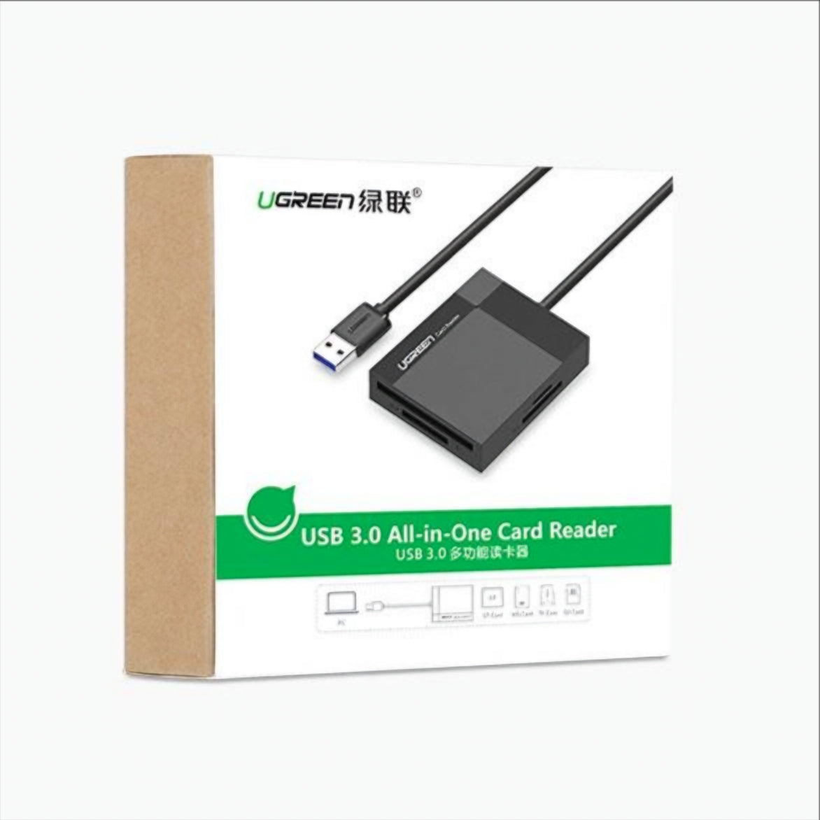 Lector de tarjetas USB 3.0 UGREEN CR125, SD - microSD - CF - MS, Negro