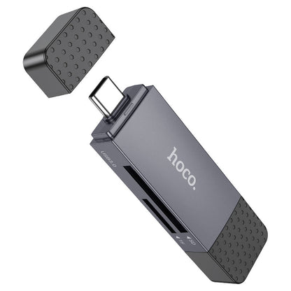 Lector de tarjetas USB 3.0 / USB-C HOCO HB45, SD - microSD, Gris