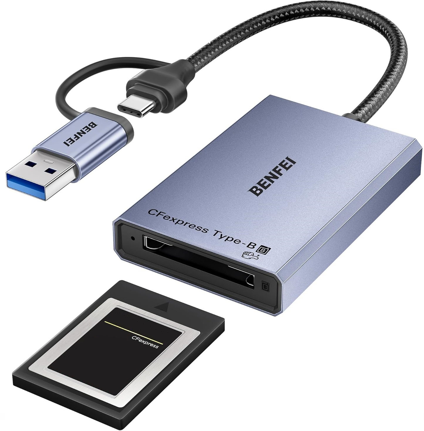 Lector de Tarjetas USB 3.2 / USB-C Benfei, CFexpress B, Gris