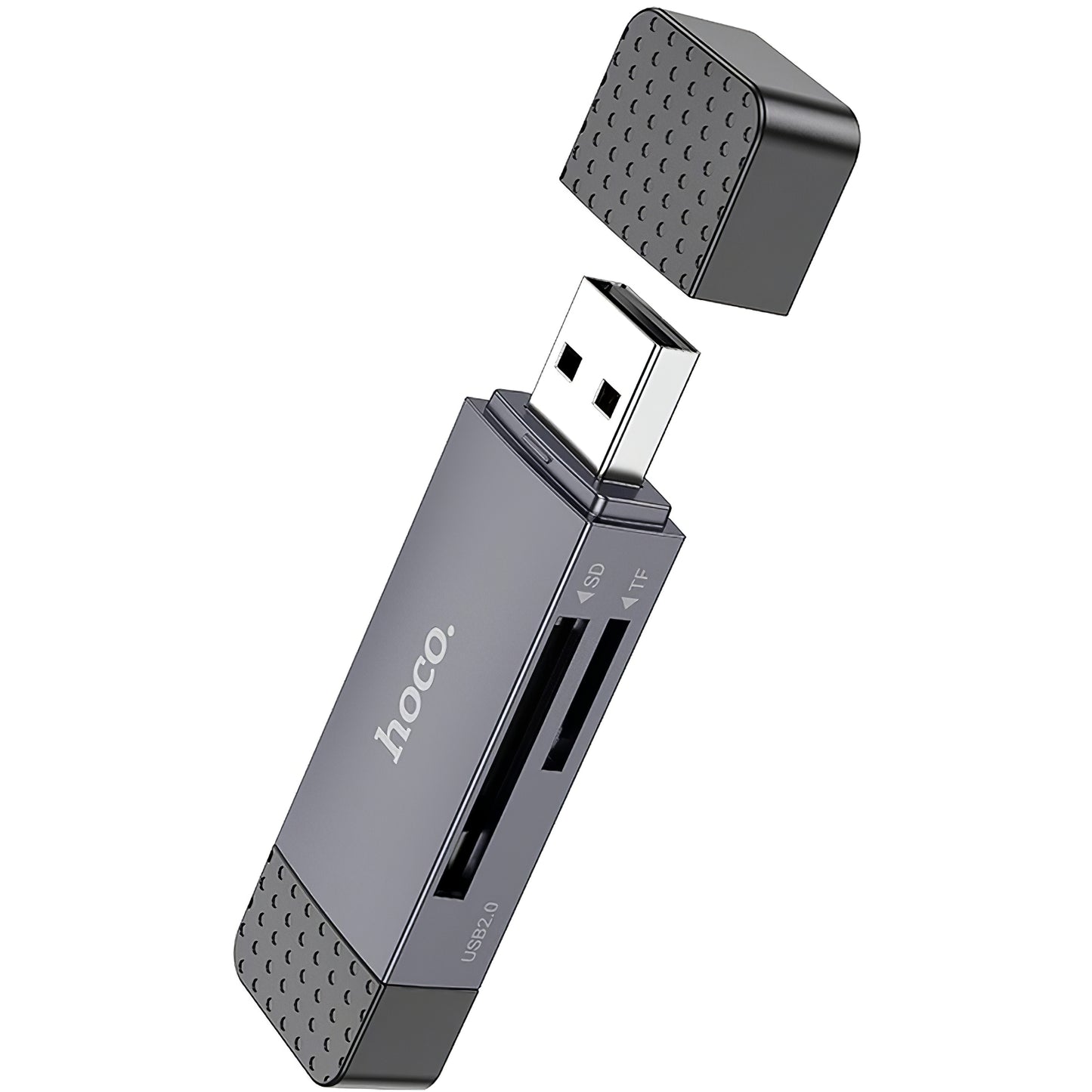 Lector de tarjetas USB / USB-C HOCO HB45, SD - microSD, USB 2.0, Gris 